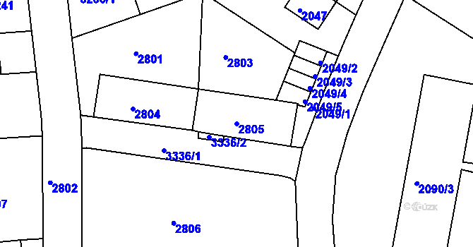 Parcela st. 2805 v KÚ Sokolov, Katastrální mapa