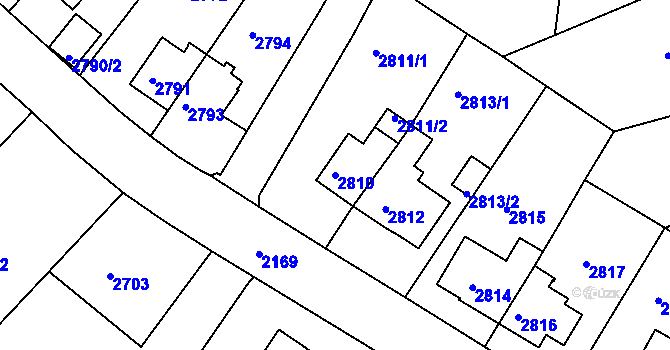 Parcela st. 2810 v KÚ Sokolov, Katastrální mapa