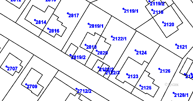Parcela st. 2820 v KÚ Sokolov, Katastrální mapa