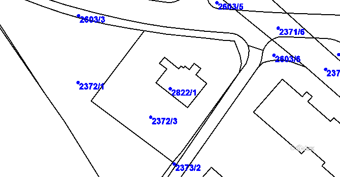 Parcela st. 2822/1 v KÚ Sokolov, Katastrální mapa