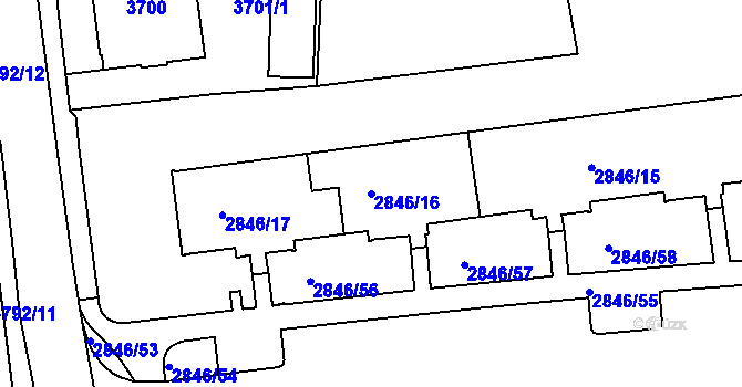 Parcela st. 2846/16 v KÚ Sokolov, Katastrální mapa