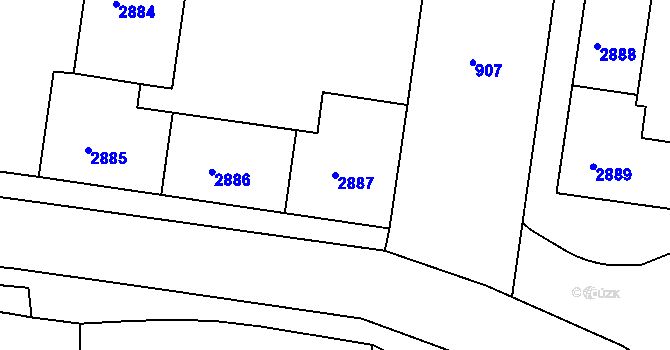 Parcela st. 2887 v KÚ Sokolov, Katastrální mapa