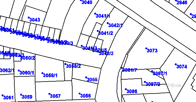 Parcela st. 3042/2 v KÚ Sokolov, Katastrální mapa