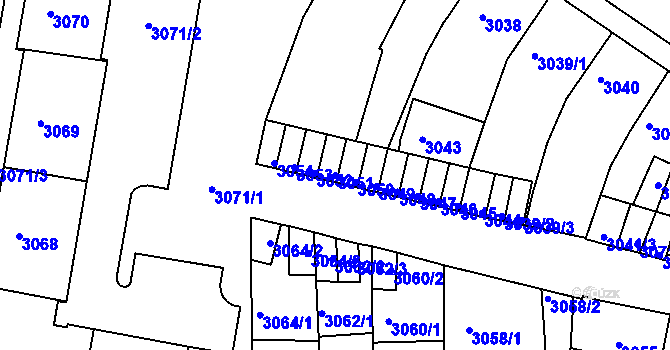 Parcela st. 3051 v KÚ Sokolov, Katastrální mapa