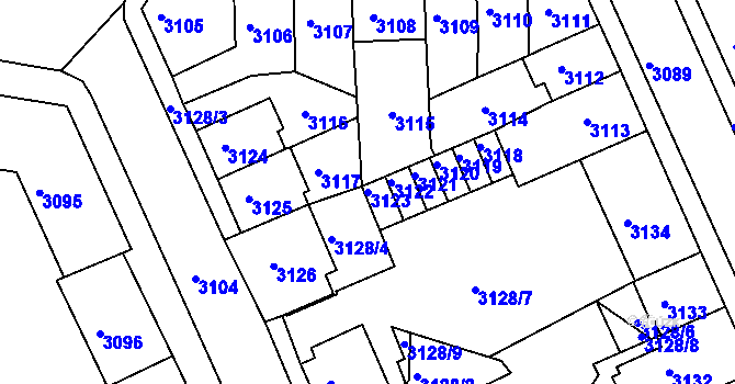 Parcela st. 3123 v KÚ Sokolov, Katastrální mapa