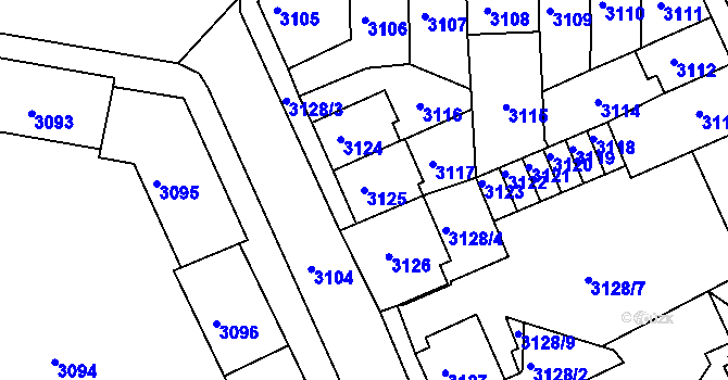 Parcela st. 3125 v KÚ Sokolov, Katastrální mapa