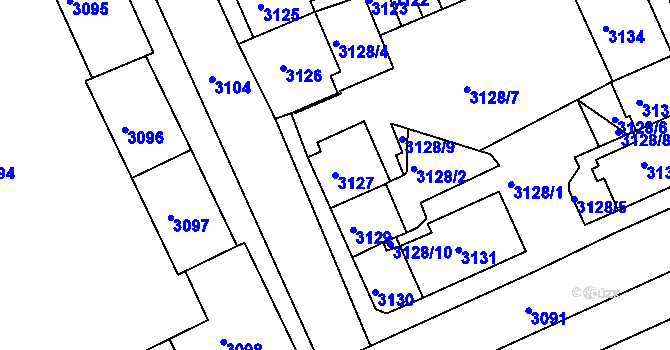 Parcela st. 3127 v KÚ Sokolov, Katastrální mapa