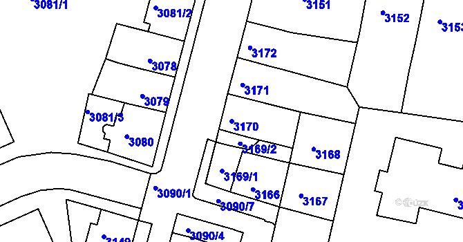 Parcela st. 3170 v KÚ Sokolov, Katastrální mapa