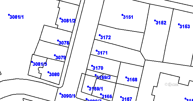 Parcela st. 3171 v KÚ Sokolov, Katastrální mapa