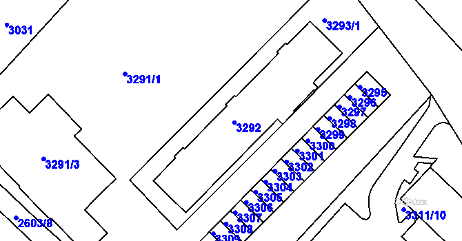 Parcela st. 3293/2 v KÚ Sokolov, Katastrální mapa