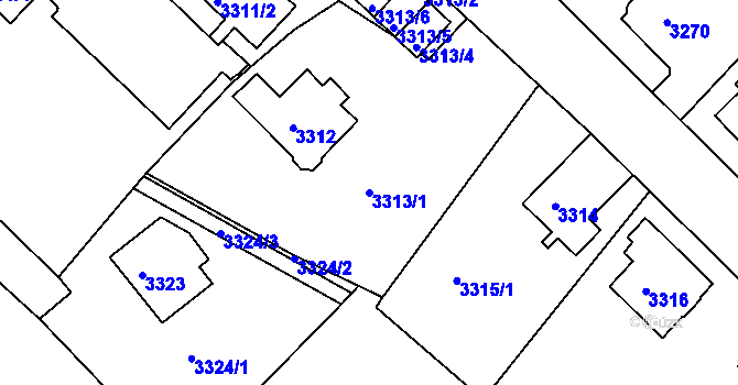 Parcela st. 3313/1 v KÚ Sokolov, Katastrální mapa