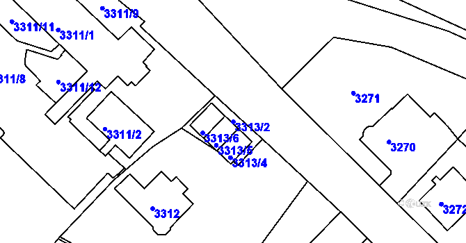 Parcela st. 3313/2 v KÚ Sokolov, Katastrální mapa