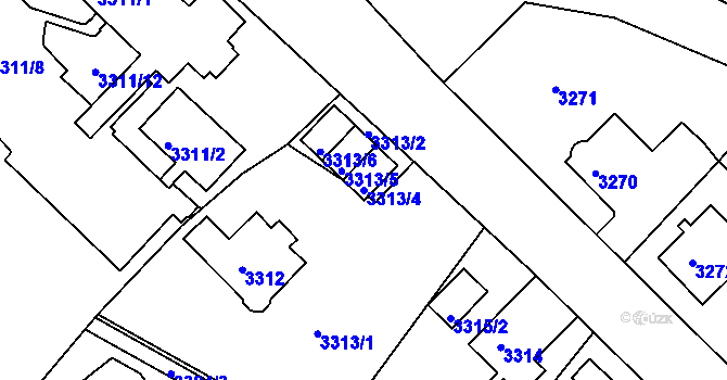 Parcela st. 3313/4 v KÚ Sokolov, Katastrální mapa