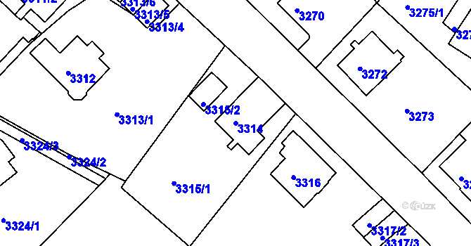 Parcela st. 3314 v KÚ Sokolov, Katastrální mapa