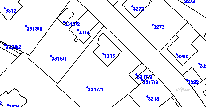 Parcela st. 3316 v KÚ Sokolov, Katastrální mapa