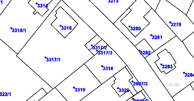 Parcela st. 3317/3 v KÚ Sokolov, Katastrální mapa