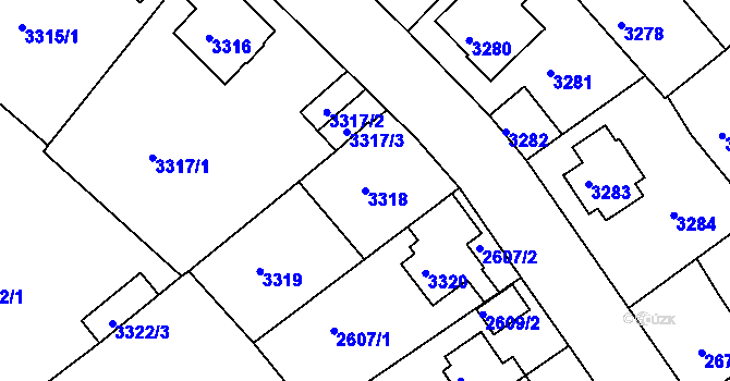 Parcela st. 3318 v KÚ Sokolov, Katastrální mapa