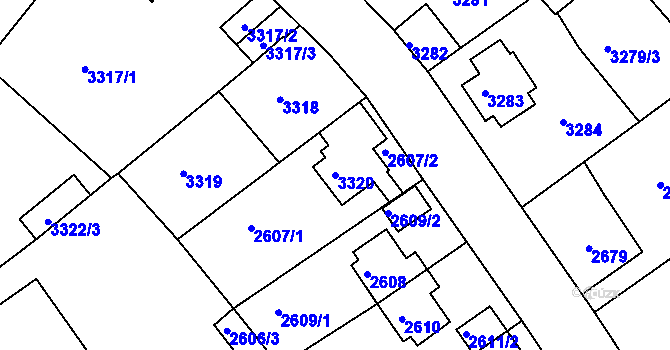 Parcela st. 3320 v KÚ Sokolov, Katastrální mapa