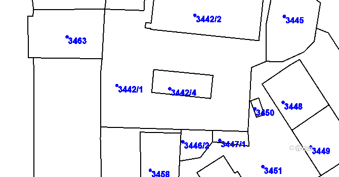 Parcela st. 3442/4 v KÚ Sokolov, Katastrální mapa