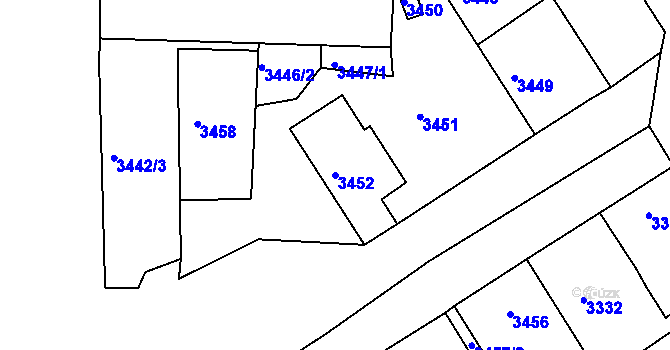 Parcela st. 3452 v KÚ Sokolov, Katastrální mapa