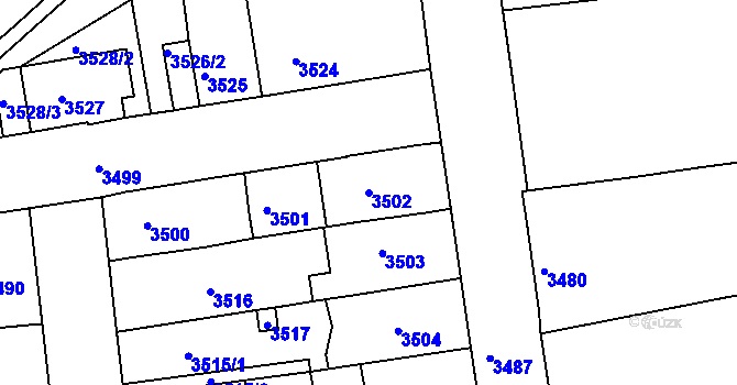 Parcela st. 3502 v KÚ Sokolov, Katastrální mapa