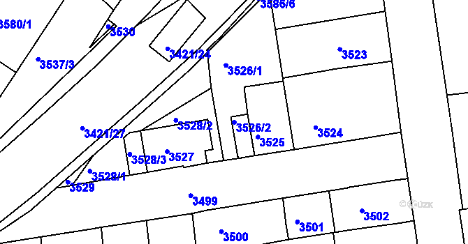 Parcela st. 3526/2 v KÚ Sokolov, Katastrální mapa