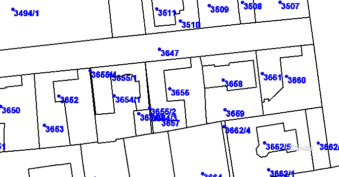 Parcela st. 3656 v KÚ Sokolov, Katastrální mapa
