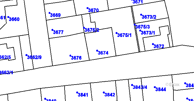 Parcela st. 3674 v KÚ Sokolov, Katastrální mapa
