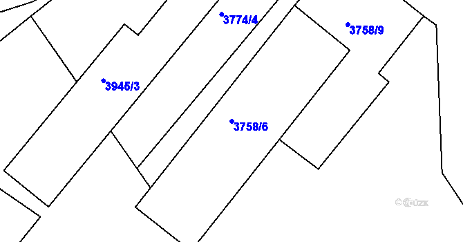 Parcela st. 3758/6 v KÚ Sokolov, Katastrální mapa