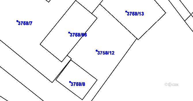 Parcela st. 3758/12 v KÚ Sokolov, Katastrální mapa