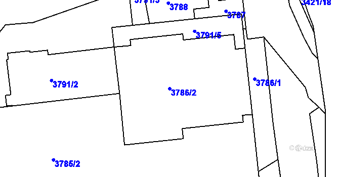 Parcela st. 3786/2 v KÚ Sokolov, Katastrální mapa