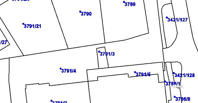 Parcela st. 3791/3 v KÚ Sokolov, Katastrální mapa