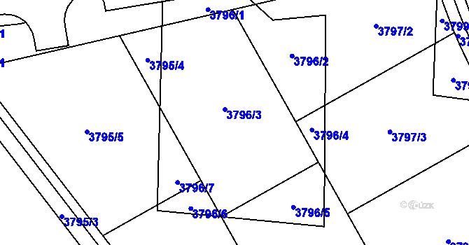 Parcela st. 3796 v KÚ Sokolov, Katastrální mapa