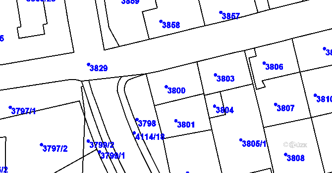 Parcela st. 3800 v KÚ Sokolov, Katastrální mapa