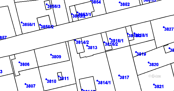 Parcela st. 3813 v KÚ Sokolov, Katastrální mapa