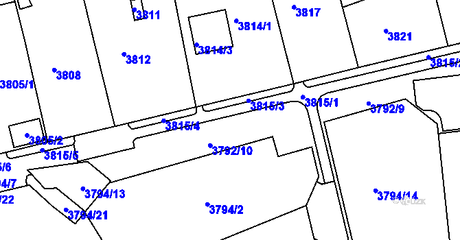 Parcela st. 3815 v KÚ Sokolov, Katastrální mapa