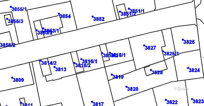 Parcela st. 3818/2 v KÚ Sokolov, Katastrální mapa