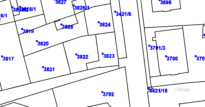 Parcela st. 3823 v KÚ Sokolov, Katastrální mapa