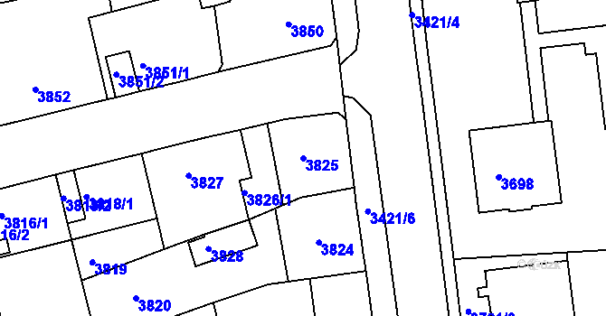 Parcela st. 3825 v KÚ Sokolov, Katastrální mapa