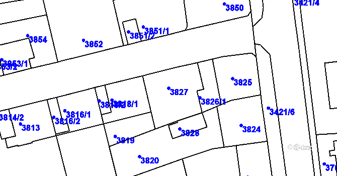 Parcela st. 3827 v KÚ Sokolov, Katastrální mapa