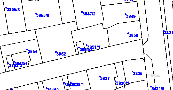 Parcela st. 3851/1 v KÚ Sokolov, Katastrální mapa