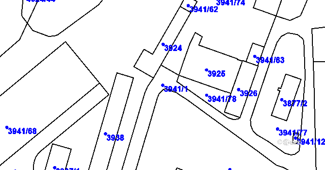 Parcela st. 3941/1 v KÚ Sokolov, Katastrální mapa