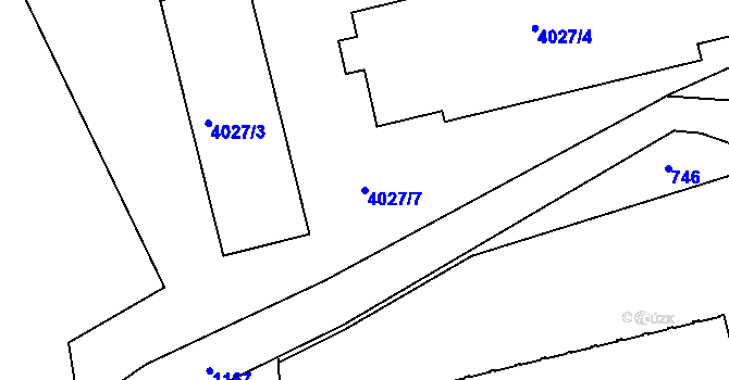 Parcela st. 4027/7 v KÚ Sokolov, Katastrální mapa