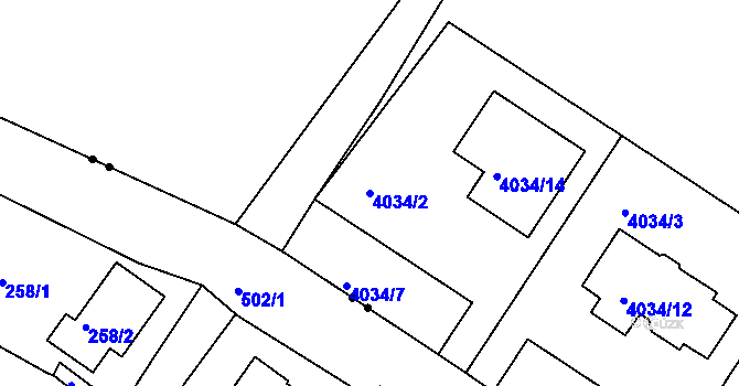 Parcela st. 4034/2 v KÚ Sokolov, Katastrální mapa