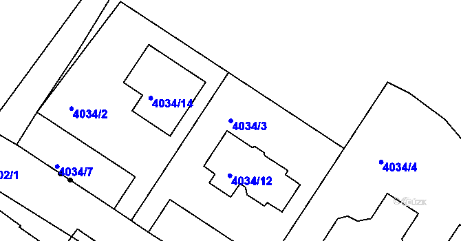 Parcela st. 4034/3 v KÚ Sokolov, Katastrální mapa
