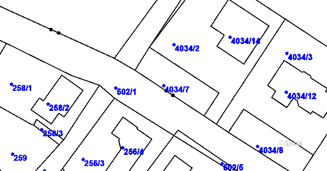 Parcela st. 4034/7 v KÚ Sokolov, Katastrální mapa
