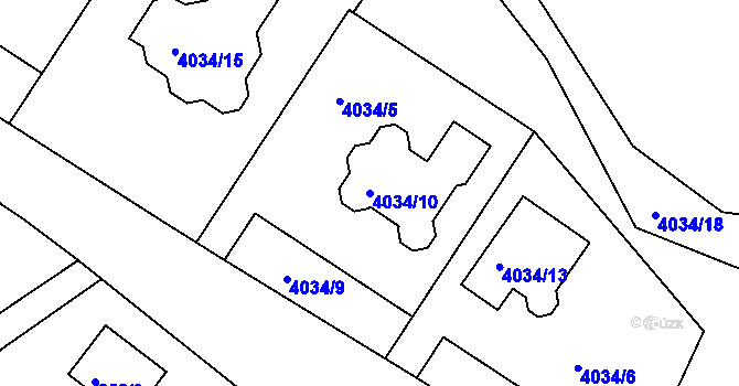 Parcela st. 4034/10 v KÚ Sokolov, Katastrální mapa