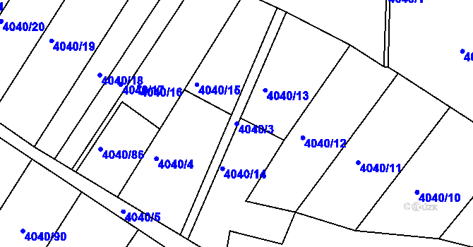 Parcela st. 4040/3 v KÚ Sokolov, Katastrální mapa