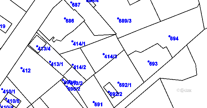 Parcela st. 414/3 v KÚ Sokolov, Katastrální mapa