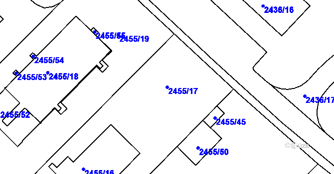 Parcela st. 2455/17 v KÚ Sokolov, Katastrální mapa